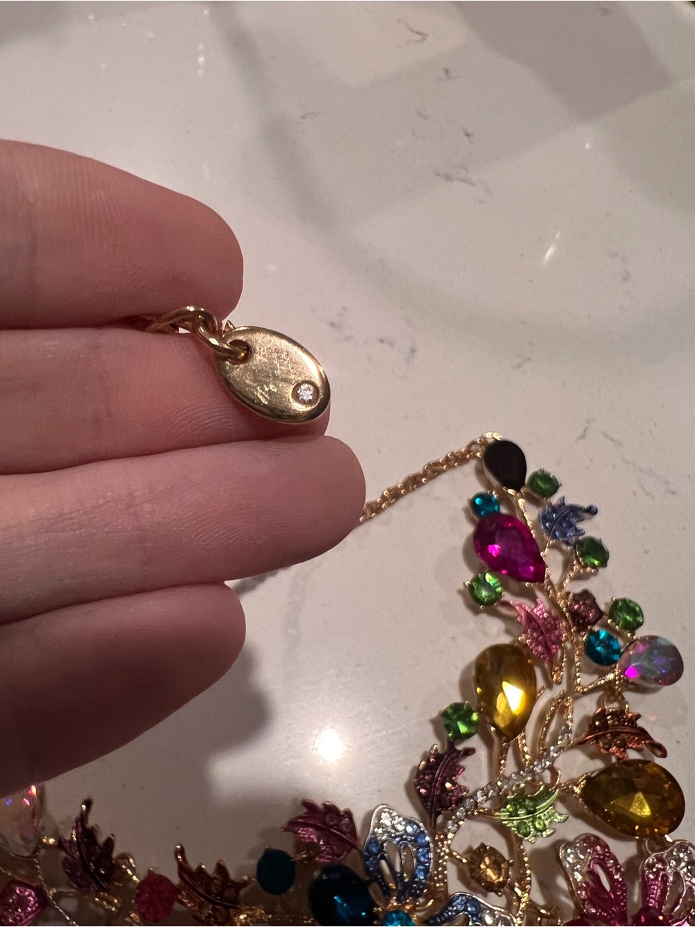 Christian Siriano Multicolor Floral Crystal Bib Necklace - Picture 7 of 15